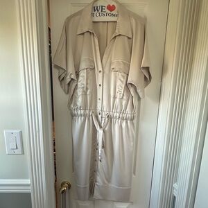White House Black Market Cream Button-Up Dress